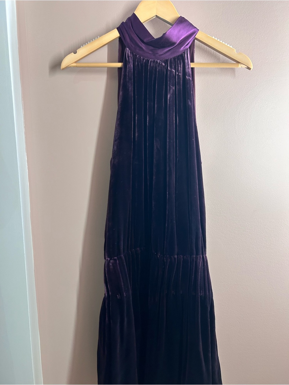 Ramy Brook Deep Purple Velvet Halter Mini Dress